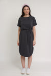 Tie waist midi dress, in charcoal. Image 5