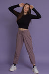 Jogger pant with drawstring waist, in mauve. Image 12