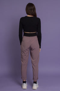 Jogger pant with drawstring waist, in mauve. Image 15