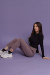 Jogger pant with drawstring waist, in mauve. Image 3