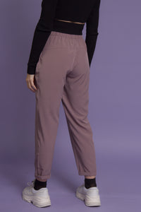 Jogger pant with drawstring waist, in mauve. Image 5
