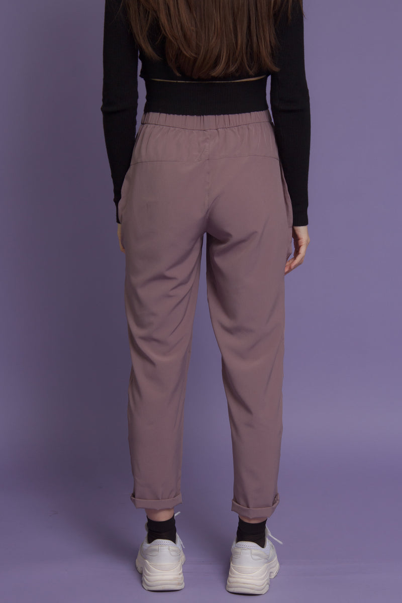 Jogger pant with drawstring waist, in mauve. Image 15