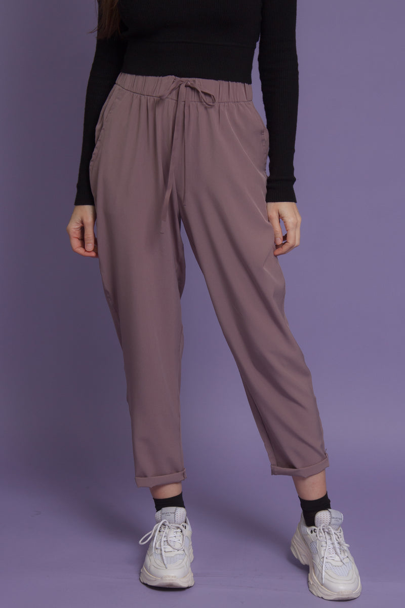 Jogger pant with drawstring waist, in mauve. Image 8