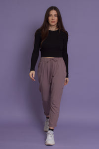 Jogger pant with drawstring waist, in mauve. Image 9