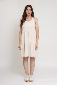 Tiered racerback sleeveless dress, in cream. Image 12