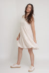 Tiered racerback sleeveless dress, in cream. Image 4