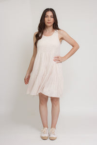 Tiered racerback sleeveless dress, in cream. Image 7