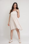 Tiered racerback sleeveless dress, in cream.