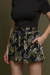 Tropical print shorts with drawstring waist, in black multi. Image 10