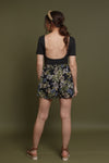Tropical print shorts with drawstring waist, in black multi. Image 3