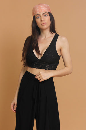 Lace bralette with v-cut neckline in front and back, in Black. Image 2