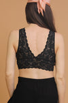 Lace bralette with v-cut neckline in front and back, in Black. Image 3