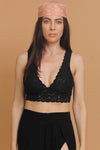 Lace bralette with v-cut neckline in front and back, in Black. Image 4