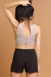 Lace bralette with v-cut neckline in front and back, in Champagne. Image 2