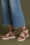 Ankle strap, wedge sandal, in tan. Image 12