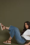 Ankle strap, wedge sandal, in tan. Image 14