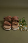 Ankle strap, wedge sandal, in tan. Image 4