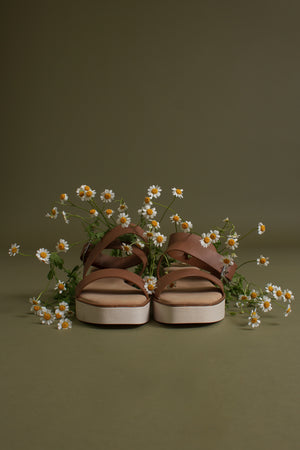 Ankle strap, wedge sandal, in tan. Image 8