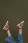 Ankle strap, wedge sandal, in tan. Image 9