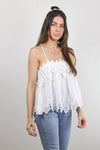 White camisole with scalloped lace detail. Image 6