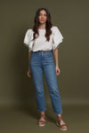 Ruffle sleeve tee shirt, in white. Image 10