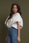Ruffle sleeve tee shirt, in white. Image 14