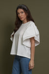 Ruffle sleeve tee shirt, in white. Image 17