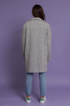 Oversized blazer style wool coat, in heather grey. Image 11